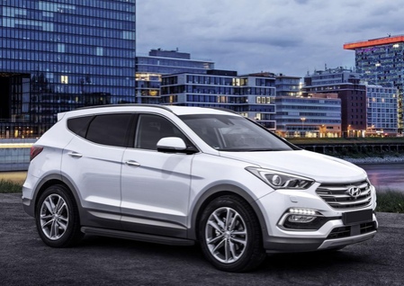 Пороги алюминиевые Black Hyundai Santa Fe Premium (2015-2016) A180ALB.2305.2