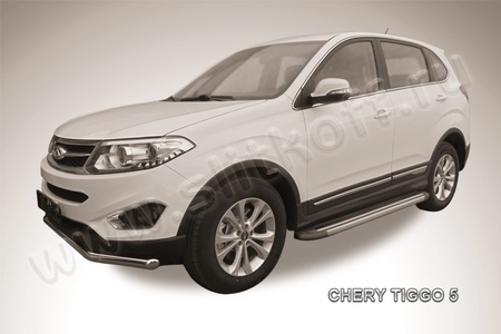 Пороги алюминиевые Luxe Black черные Chery Tiggo 5 (2014-2020) AL-CT5-003