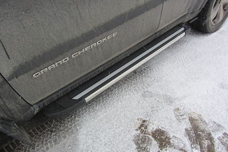 Пороги алюминиевые Luxe Black черные Jeep Grand Cherokee (2011-2013) AL-JGCH003