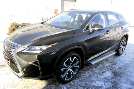 Пороги алюминиевые Slitkoff Optima Silver серебристые Lexus RX 350 (2015-2021) AL-LRX15-002