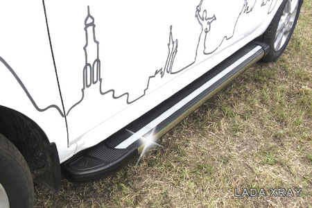 Пороги алюминиевые Luxe Black черные Lada X-Ray (2016-2025) AL-LadXR003