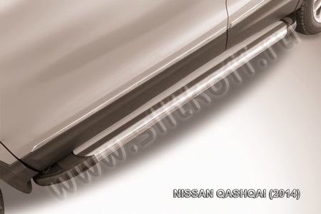 Пороги алюминиевые Luxe Silver серебристые Nissan Qashqai (2014-2024) AL-NIQ0004