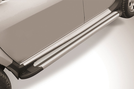 Пороги алюминиевые Luxe Silver серебристые Renault Duster (2015-2020) AL-RD15004