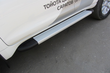 Пороги алюминиевые Slitkoff Optima Silver серебристые Toyota Land Cruiser Prado (2013-2017) AL-TOP14002