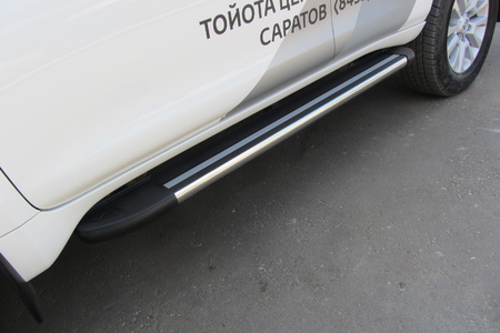 Пороги алюминиевые Luxe Black черные Toyota Land Cruiser Prado (2013-2017) AL-TOP14003