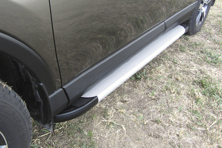 Пороги алюминиевые Slitkoff Optima Silver серебристые Toyota RAV-4 (2015-2019) AL-TR415002