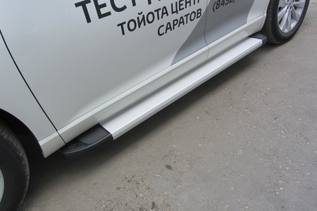 Пороги алюминиевые Slitkoff Optima Silver серебристые Toyota Venza (2008-2016) AL-TVEN002