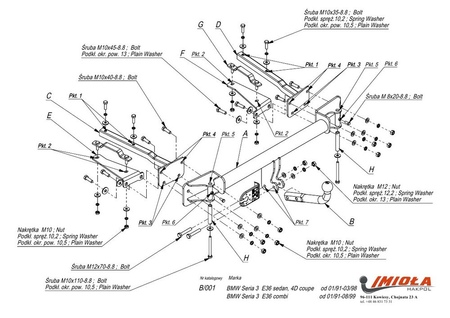 Фаркоп Imiola для BMW 3-Series купе (1991-1998) B.001