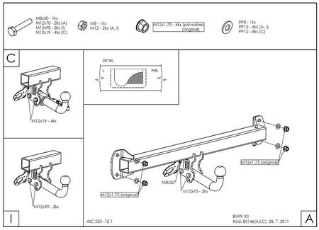 Фаркоп оцинкованный Galia для BMW X3 (2004-2010) B014A