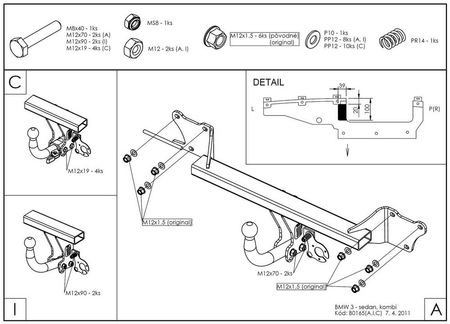 Фаркоп оцинкованный с быстросъемным шаром Galia для BMW 3-Series (2005-2011) B016C