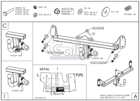 Фаркоп оцинкованный Galia для BMW 3-Series(2011-2018) B021A