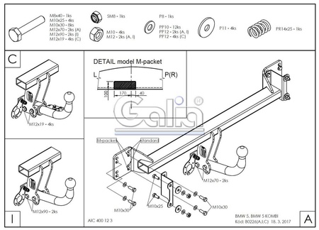 Фаркоп оцинкованный Galia для BMW 5-Series (2003-2010) B022A