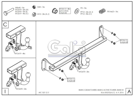 Фаркоп оцинкованный Galia для BMW X1 (2015-) B023A