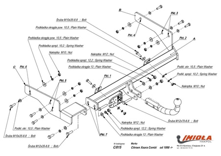 Фаркоп Imiola для Citroen Xsara универсал (1998-2005) C.015
