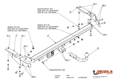 Фаркоп Imiola для Citroen C5 лифтбек (2000-2004) C.017