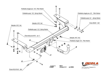 Фаркоп Imiola для Citroen C4 хетчбек 5 дверей (2004-2010) C.020