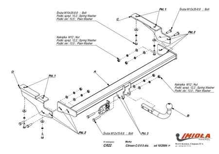 Фаркоп Imiola для Citroen C5 лифтбек (2004-2008) C.022