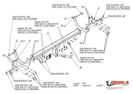 Фаркоп Imiola для Citroen C5 седан (2008-2016) C.037