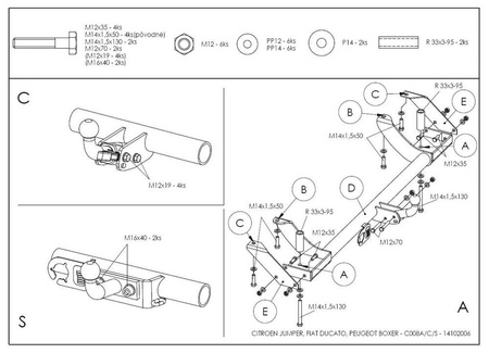 Фаркоп оцинкованный Galia для FIAT Ducato (1994-2006) C008A