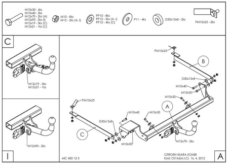 Фаркоп оцинкованный Galia для Citroen Xsara универсал (1998-2005) C016A