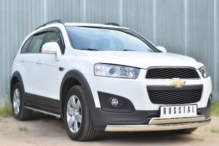 Пороги труба d75х42 овал с проступью RUSSTAL Chevrolet Captiva (2013-2016) CAPO-001751