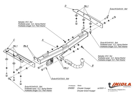 Фаркоп Imiola для Chrysler TownCountry (2001-2008) CH.003