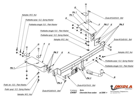 Фаркоп Imiola для Chevrolet Aveo седан (2006-2012) CH.007