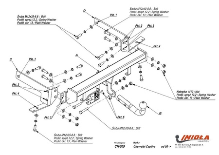 Фаркоп Imiola для Chevrolet Captiva (2006-2018) CH.009