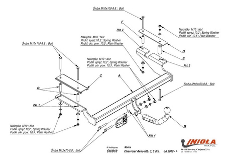 Фаркоп Imiola для Chevrolet Aveo хетчбек (2008-2012) CH.010