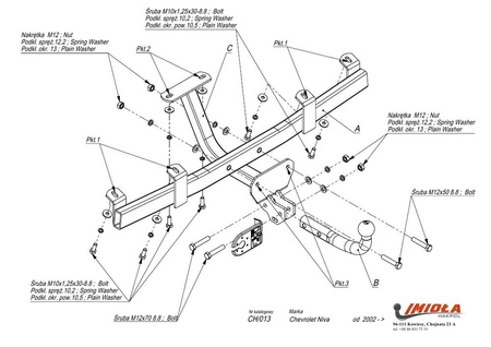 Фаркоп Imiola для Chevrolet Niva (2002-2020) CH.013