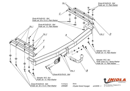 Фаркоп Imiola для Dodge Caravan (2008-2016) CH.025
