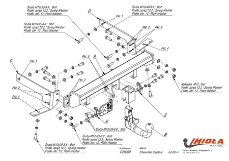 Фаркоп Imiola c быстросъемным шаром для Chevrolet Captiva (2006-2016) CH.A09