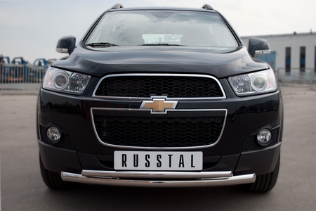 Защита переднего бампера d63х42 RUSSTAL Chevrolet Captiva (2011-2013) CHCZ-000821