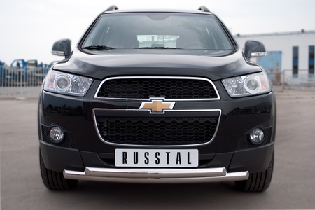 Защита переднего бампера d63х63 дуга RUSSTAL Chevrolet Captiva (2011-2013) CHCZ-000822