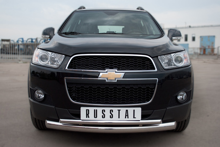 Защита переднего бампера d76х42 дуга RUSSTAL Chevrolet Captiva (2011-2013) CHCZ-000824