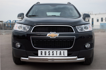 Защита переднего бампера d76х63 дуга RUSSTAL Chevrolet Captiva (2011-2013) CHCZ-000825