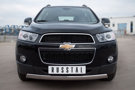 Защита переднего бампера d75х42 овал RUSSTAL Chevrolet Captiva (2011-2013) CHCZ-000826