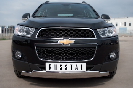 Защита переднего бампера d75х42/75х42 овалы RUSSTAL Chevrolet Captiva (2011-2013) CHCZ-000827