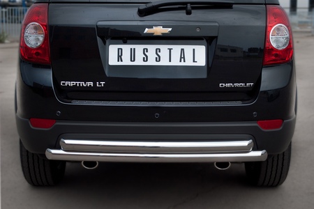Защита заднего бампера d63х63 дуга RUSSTAL Chevrolet Captiva (2011-2013) CHCZ-000833