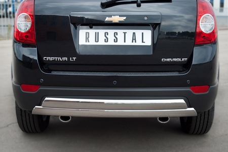 Защита заднего бампера d75х42/75х42 овалы RUSSTAL Chevrolet Captiva (2011-2013) CHCZ-000837