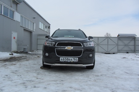 Защита переднего бампера d57+d42 двойная Chevrolet Captiva (2013-2020) CHCap13-001
