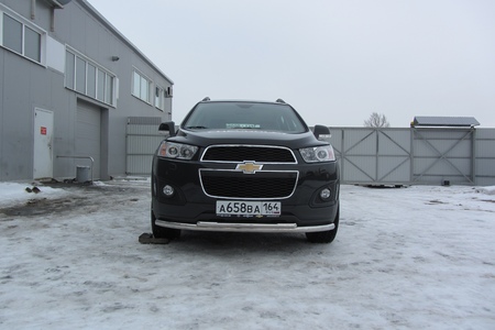 Защита переднего бампера d57+d42 двойная радиусная Chevrolet Captiva (2013-2020) CHCap13-003