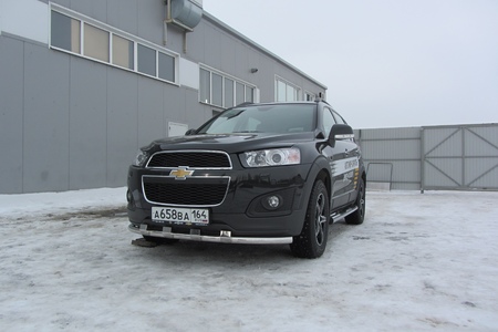 Защита переднего бампера d57 с декоративными элементами Chevrolet Captiva (2013-2020) CHCap13-005