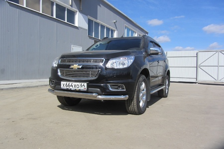 Защита переднего бампера d76+d57 двойная Chevrolet Trailblazer (2012-2020) CHTB12-002