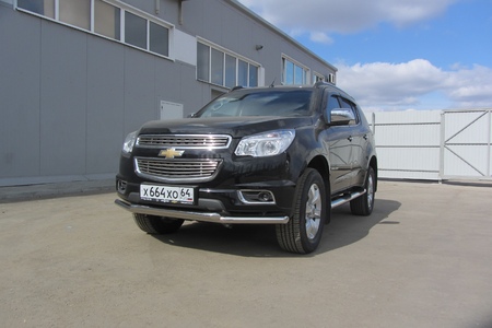 Защита переднего бампера d57+d57 двойная Chevrolet Trailblazer (2012-2020) CHTB12-004