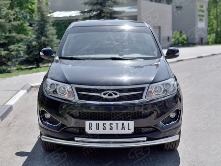 Защита переднего бампера d63 дуга-d42 дуга RUSSTAL Chery Tiggo 5 (2014-2020) CT5Z-002262