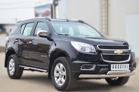 Пороги труба d75х42 овал с проступью RUSSTAL Chevrolet Trailblazer (2013-2019) CTRO-001511
