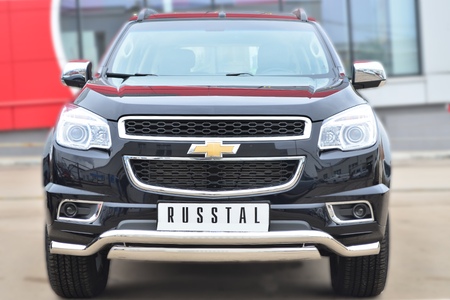 Защита переднего бампера d63 волна - 75х42 дуга RUSSTAL Chevrolet Trailblazer (2013-2019) CTRZ-001506