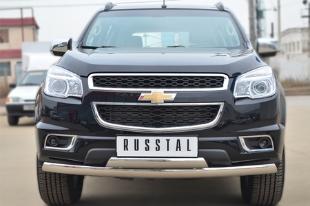 Защита переднего бампера d75х42 дуга - 75х42 дуга RUSSTAL Chevrolet Trailblazer (2013-2019) CTRZ-001508