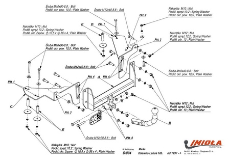 Фаркоп Imiola для Chevrolet Lanos хетчбек (2004-2009) D.004